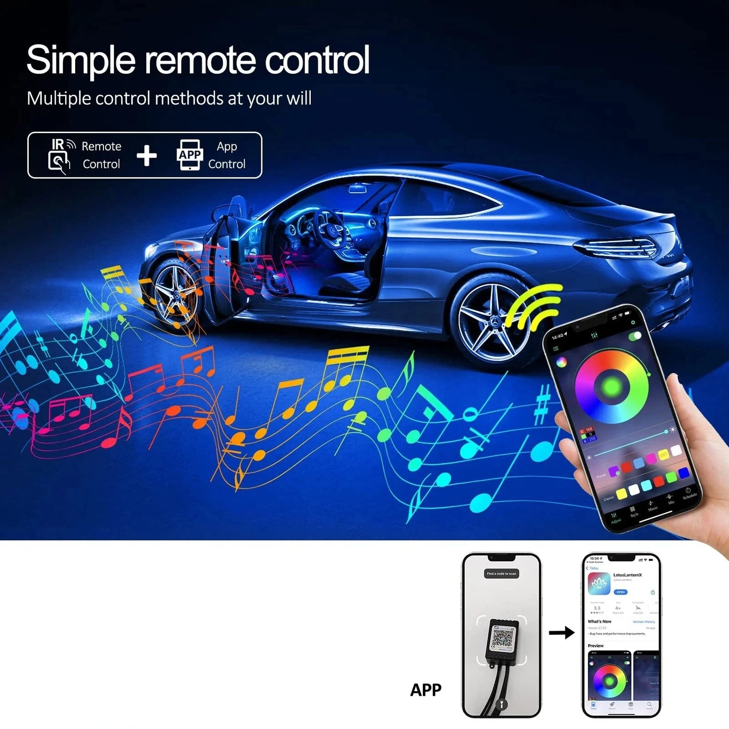 LED Auto Innen Umgebungs Streifen Lichter RGB Fiber Optic Atmosphäre Neon Beleuchtung Kit W/APP Fernbedienung Auto De...