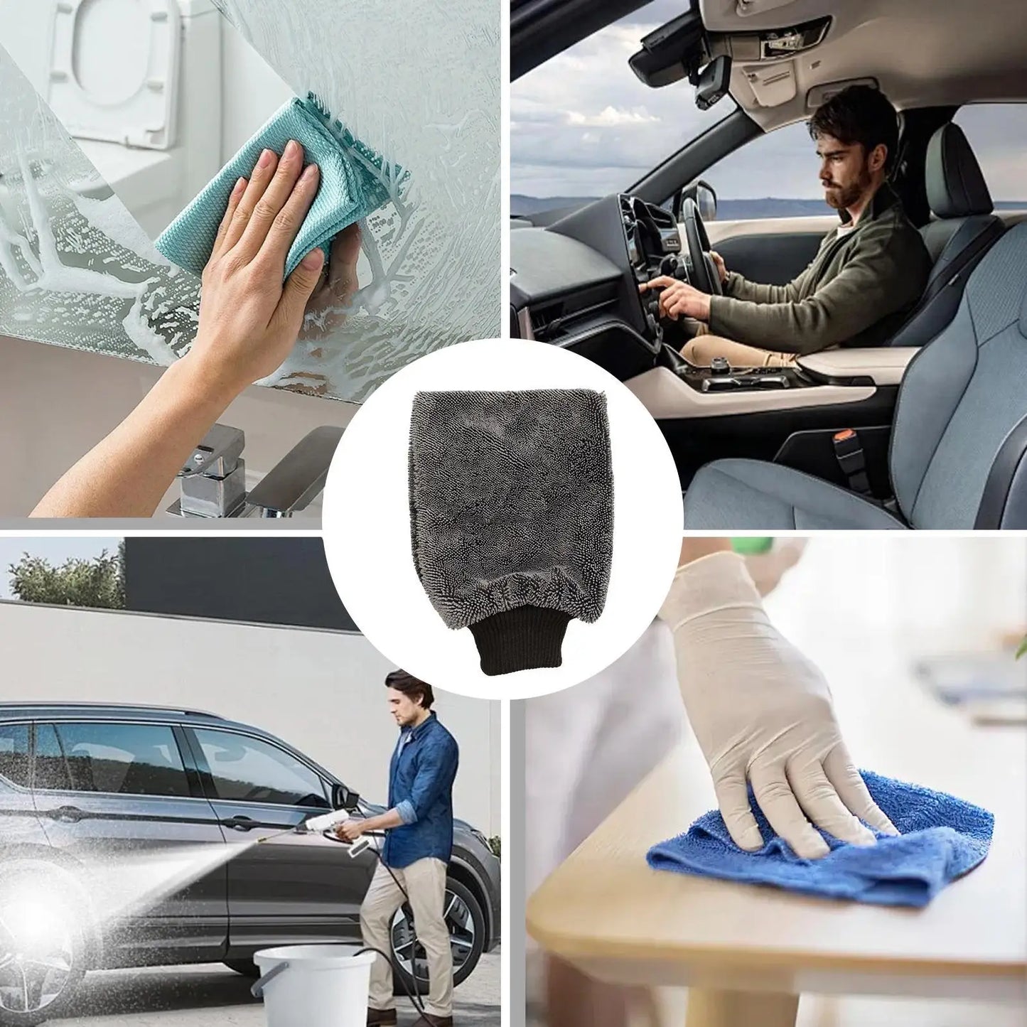 Auto-Waschhandschuh Wasserdichter Reinigungshandschuh aus Mikrofaser Ultra-Weicher Verdickter Waschhandschuh für Auto...