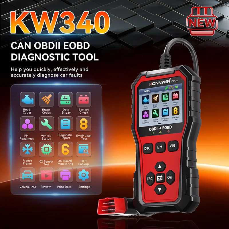 KONNWEi KW340 OBD2 Diagnosegerät – SwissGlanzGarage Ansicht 3