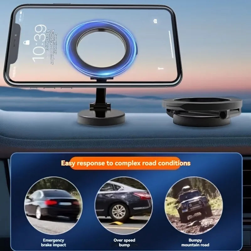 360 ° Rotierender magnetischer Autotelefonhalter, faltbare Armaturenbretthalterung für alle Smartphones, Unterstützun...