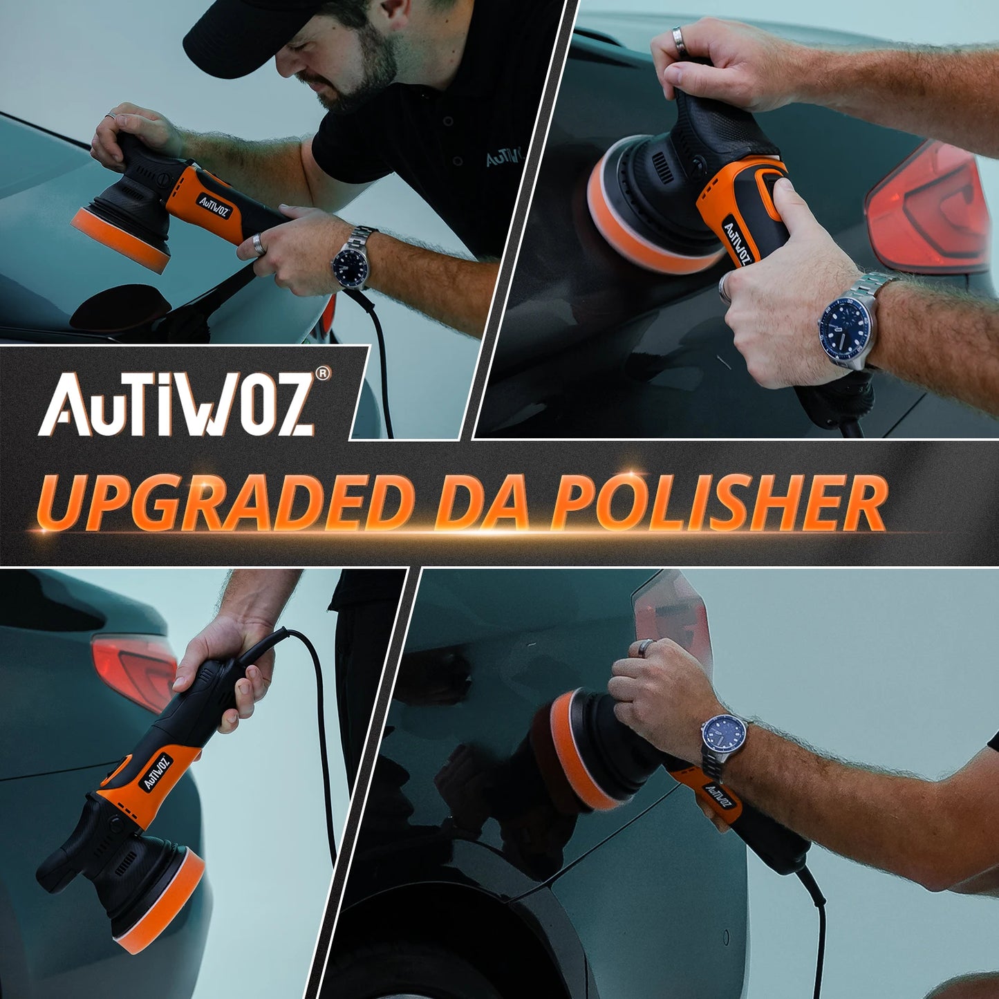 AUTIWOZ W01 630W DA Auto-Poliermaschine 125mm 5 Zoll Dual-Action Exzenter-Polierer 6-Gang Wachsmaschine Autopflege-Set