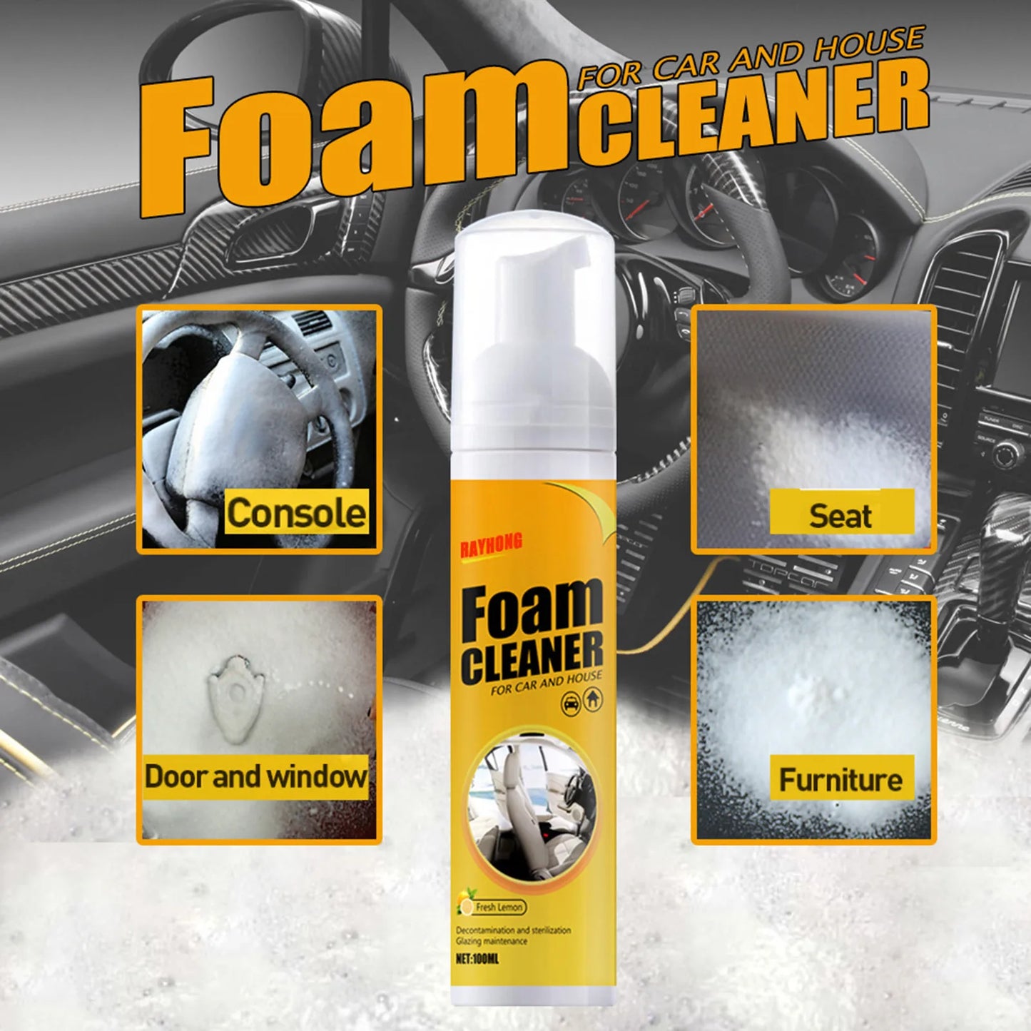 Mehrzweck-Auto-Innenraum-Reinigungsschaum-Spray, 100 ml, Schaumreiniger-Spray, A