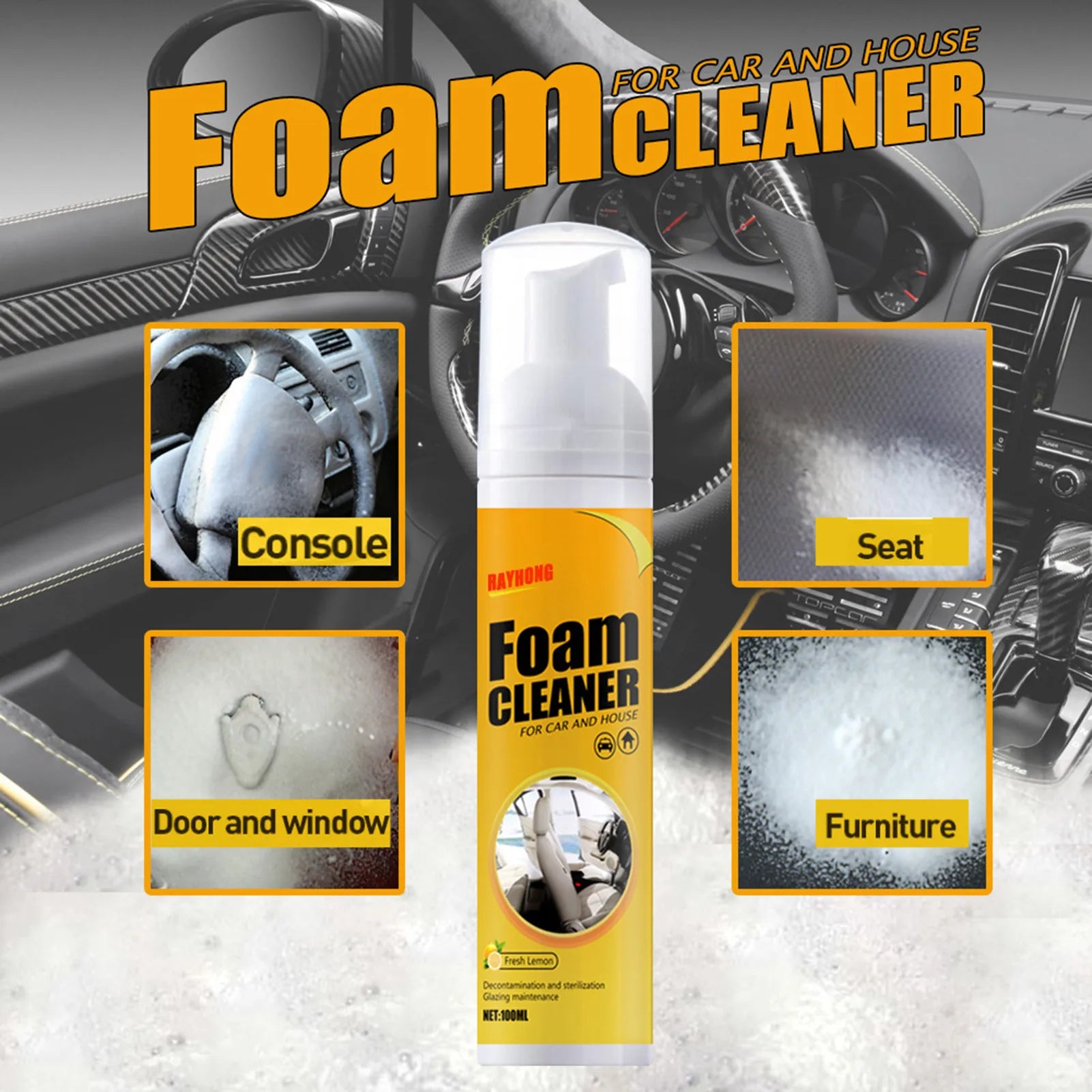 Mehrzweck-Auto-Innenraum-Reinigungsschaum-Spray, 100 ml, Schaumreiniger-Spray, A