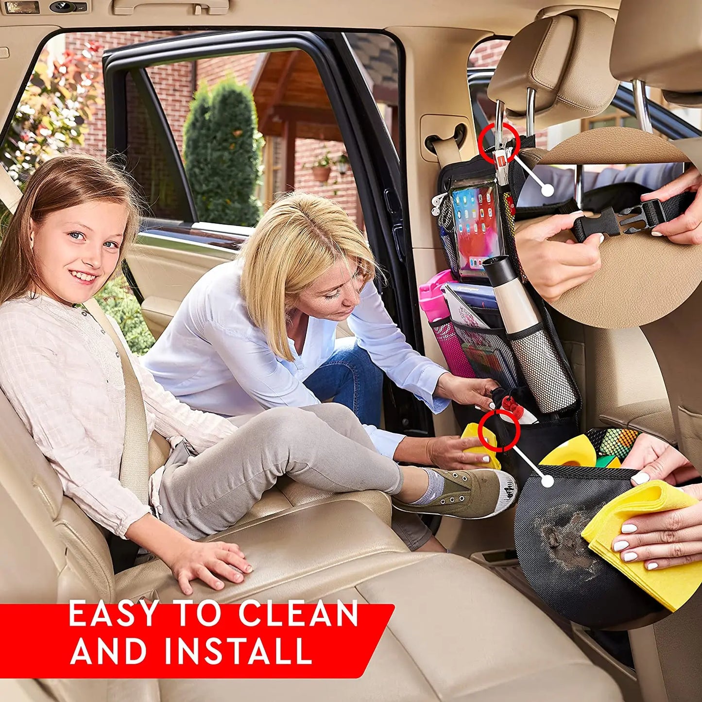 Rücksitz Auto Organizer, Kick Matten Zurück Seat Protector mit Touch Screen Tablet Halter, auto Rücksitz Organizer fü...