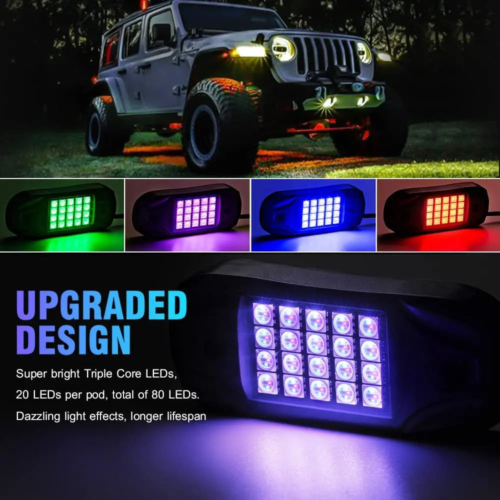 RGB Auto Underglow Licht LED Rock Licht Multicolor Neon Bluetooth Mit