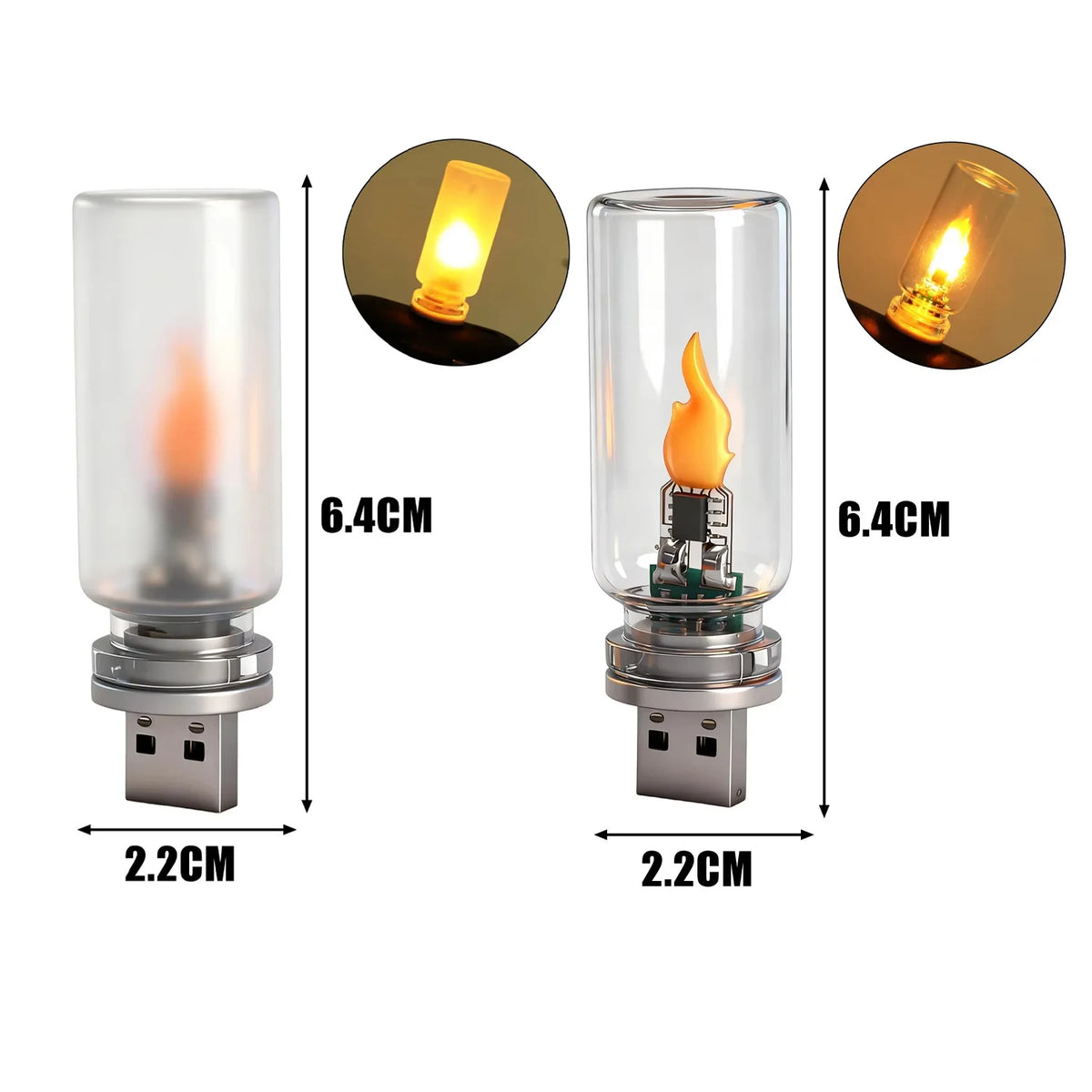 USB LED Flamme Nachtlicht mit Frosted Glas – SwissGlanzGarage Ansicht 6