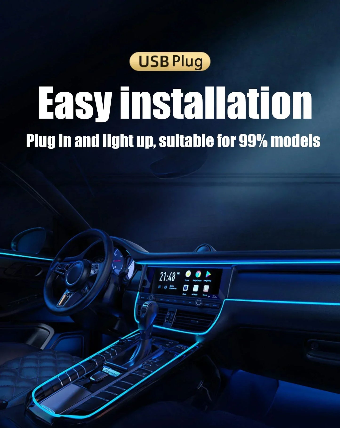 RGB Auto-Innenraum LED-Lichtstreifen Ambiente Neon Unsichtbares Licht
