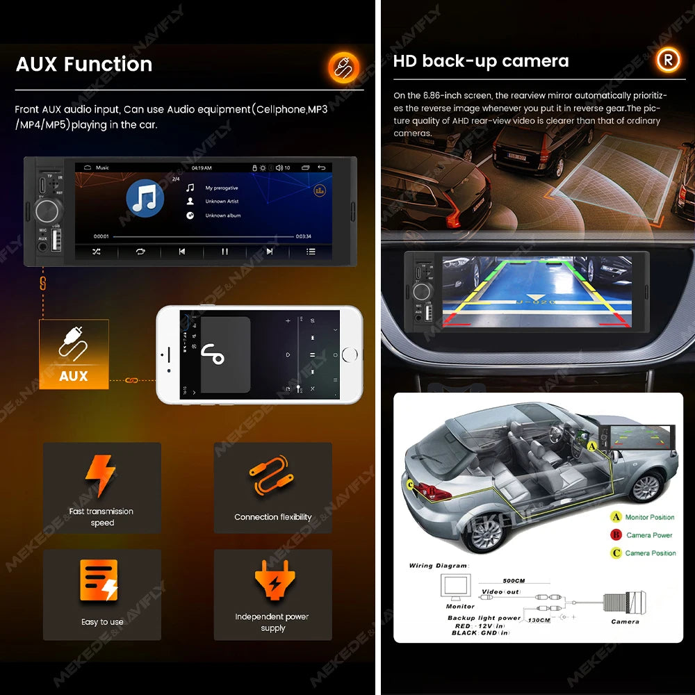 1Din CarPlay Android AUTO HD Autoradio – SwissGlanzGarage Ansicht 2