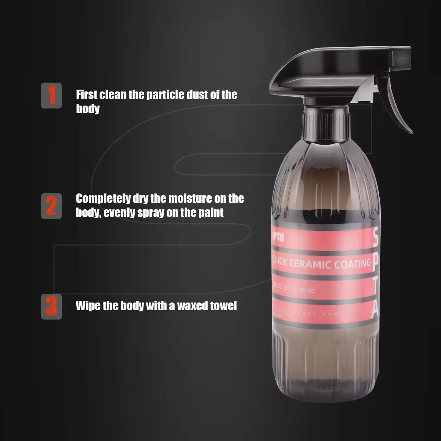 SPTA CL018 Quick Ceramic Coating Detailer Spray (17 fl. oz/500 ml) für Auto, Motorrad, LKW, Wäsche