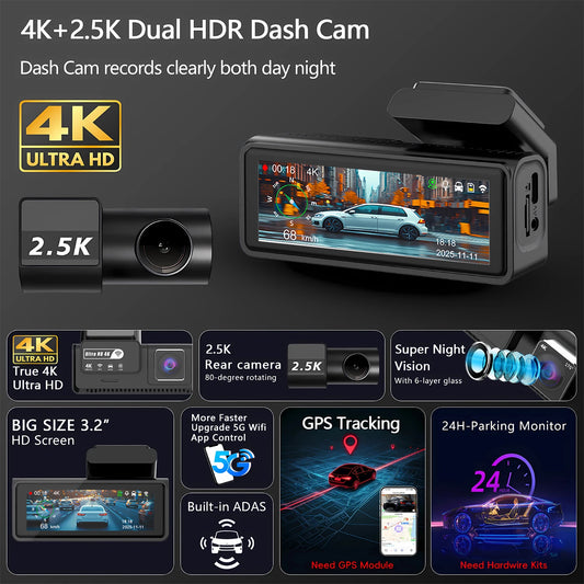 ADAS Dashcam 4K + 2.5K mit GPS – SwissGlanzGarage Ansicht 2