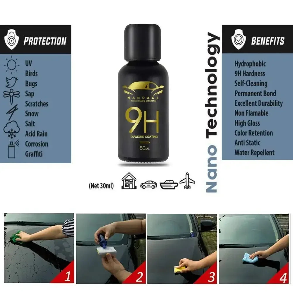 Greyghost Keramikbeschichtung für Autos Mr Fix 9h Nano-Beschichtung Keramik-Autobeschichtung Hydrophober Autolackschu...