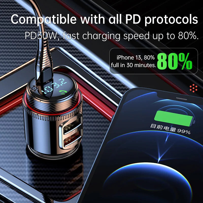 Bluetooth FM-Transmitter PD30W+QC3.0 MP3 Player – SwissGlanzGarage Ansicht 4