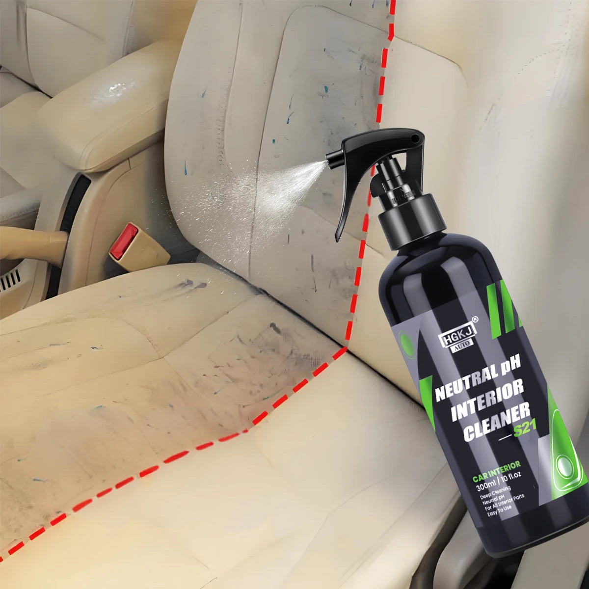 Auto-Innenreiniger, Deckenreiniger, Leder, Flanellgewebe, wasserfrei, Mehrzweck-