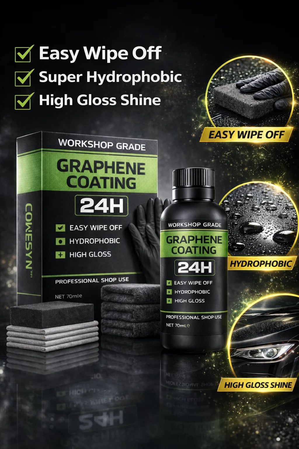 Graphen-Keramikbeschichtung 24H Kit – mit Selbstheilung und UV-Tracking-Technologie für professionelle Fahrzeugaufber...