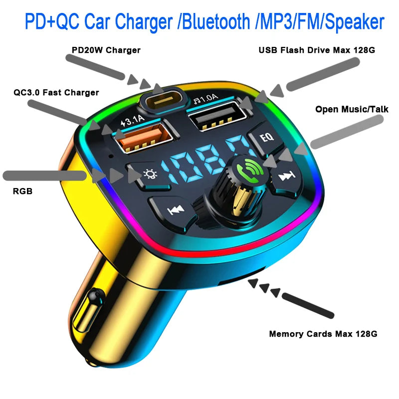 Bluetooth 5.0 FM-Transmitter USB-C Ladegeraet – SwissGlanzGarage Ansicht 6