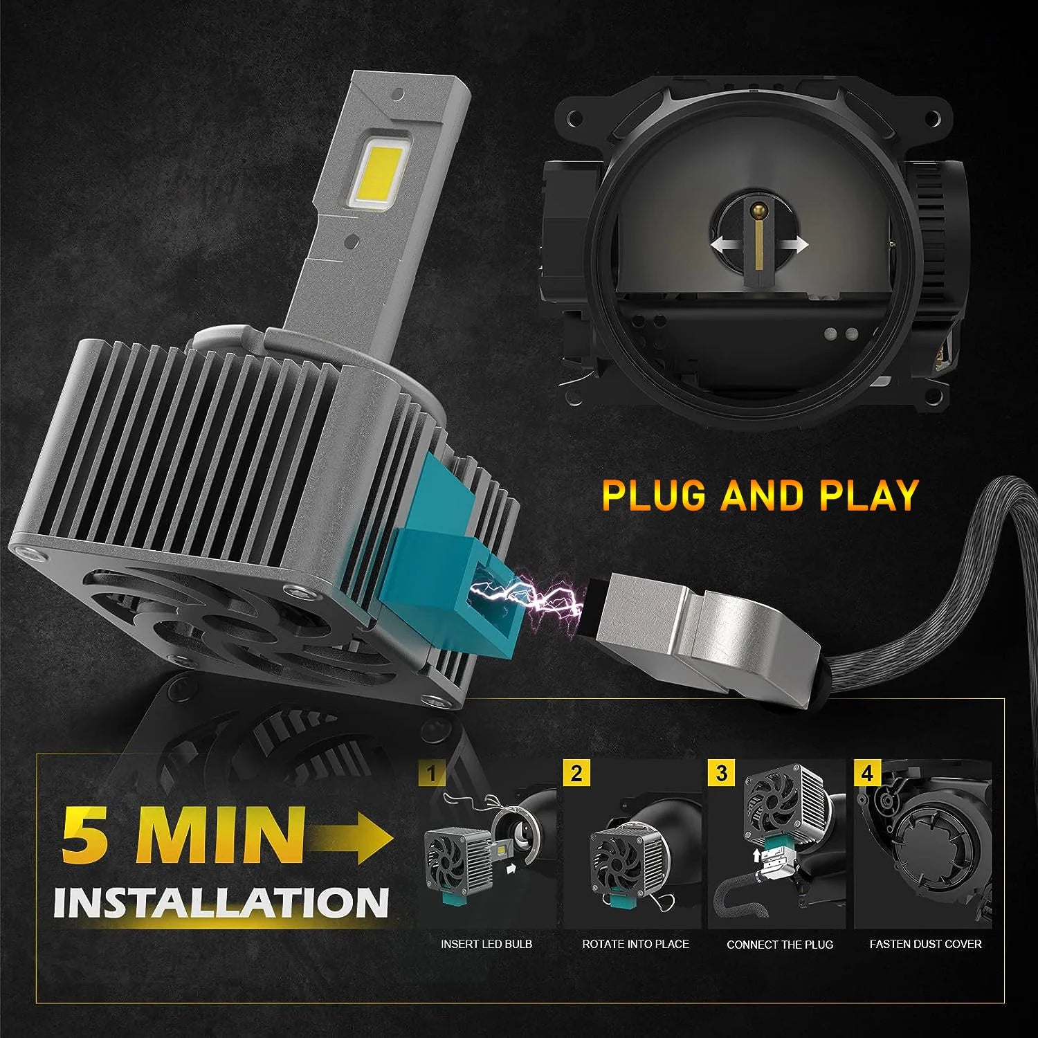 LED H4/H7 Autoscheinwerfer Birne H1/H8/H11 70 W – SwissGlanzGarage Ansicht 4