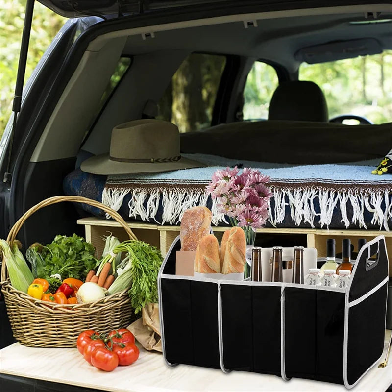 1 STÜCK Kofferraum-Aufbewahrungsbox Extra großer zusammenklappbarer Organizer mit 3 Fächern Home Car Seat Organizer A...