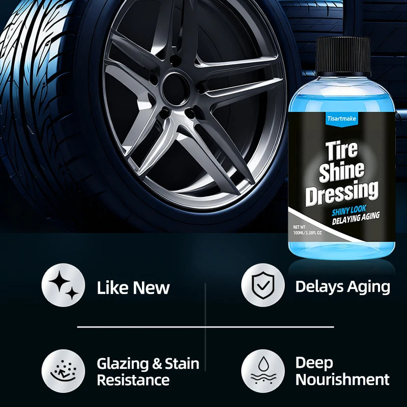 Schwarzer Wet-Look Reifenglanz-Spray - Autopflegeprodukt für Glänzenden Nassreifen-Look, Vinyl & Kunststoff, mit UV-S...