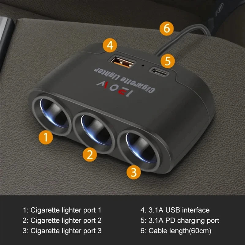 120W Auto Zigarettenanzünder Splitter 12V – SwissGlanzGarage Ansicht 5
