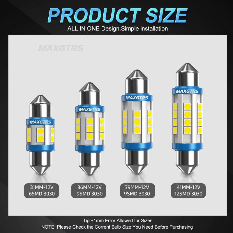 2x C5W C10W 3030 Chip LED 31mm/36mm/39mm – SwissGlanzGarage Ansicht 3