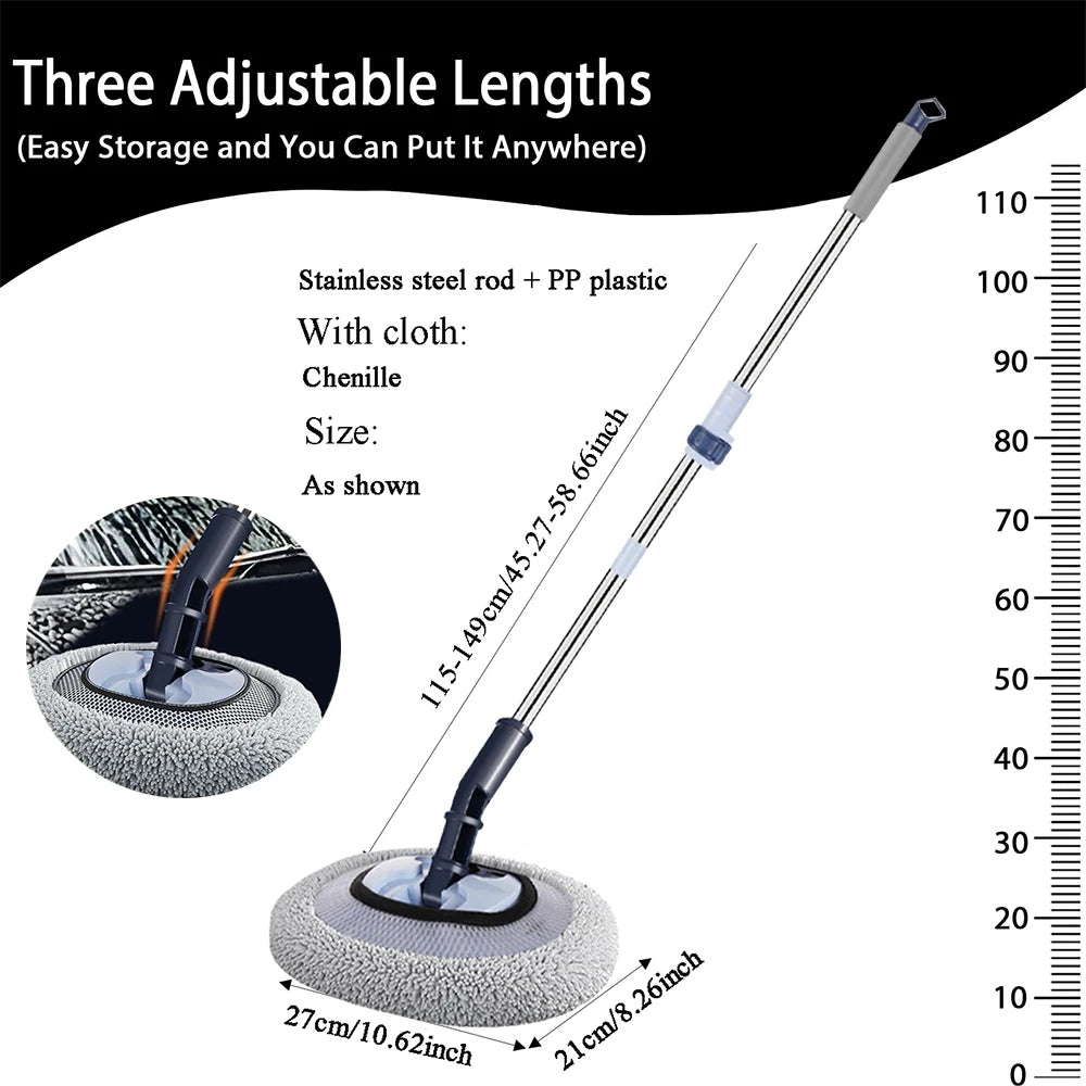Autowaschbürste 15 ° Abgewinkelte Teleskop-Aluminium-Reinigungsbürste mit langem Griff, 45,27–58,66 Zoll, weiche Auto...