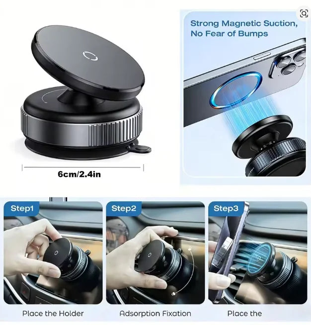 Magnetische Auto-Handyhalterung 360° ° Verstellbare Vakuum-Saughalterung Faltbare Universal-Handyhalterung für Armatu...
