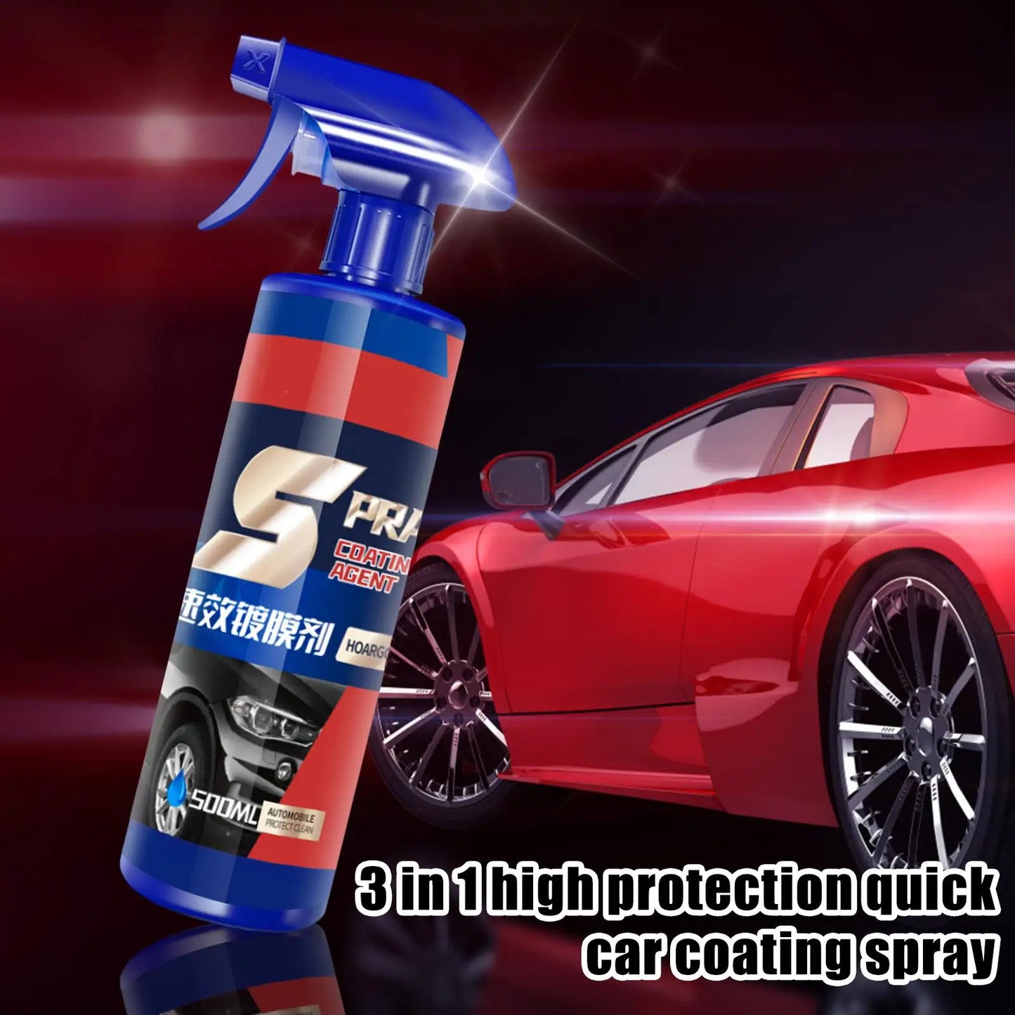 3-in-1 Auto-Keramikbeschichtungsspray 500ml Auto-Nano-Keramikbeschichtung Kratzerentferner für die Fahrzeugaußenhaut ...