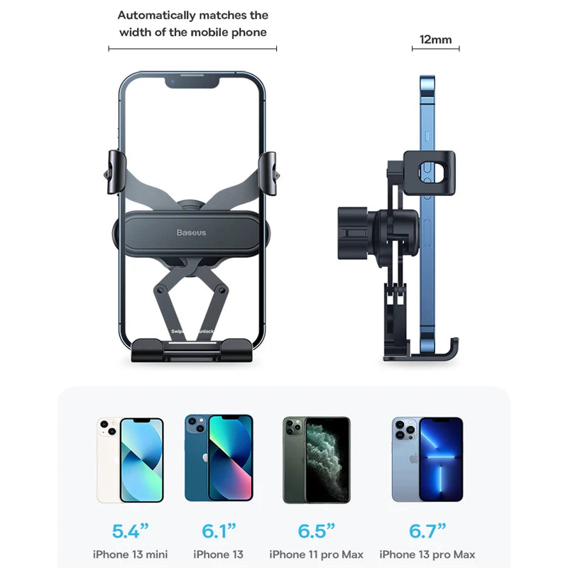 Baseus Autotelefonhalter für Auto, Lüftungsschlitze, Handyhalter, Ständer für iPhone, Samsung, Schwerkraft, Handyhalt...