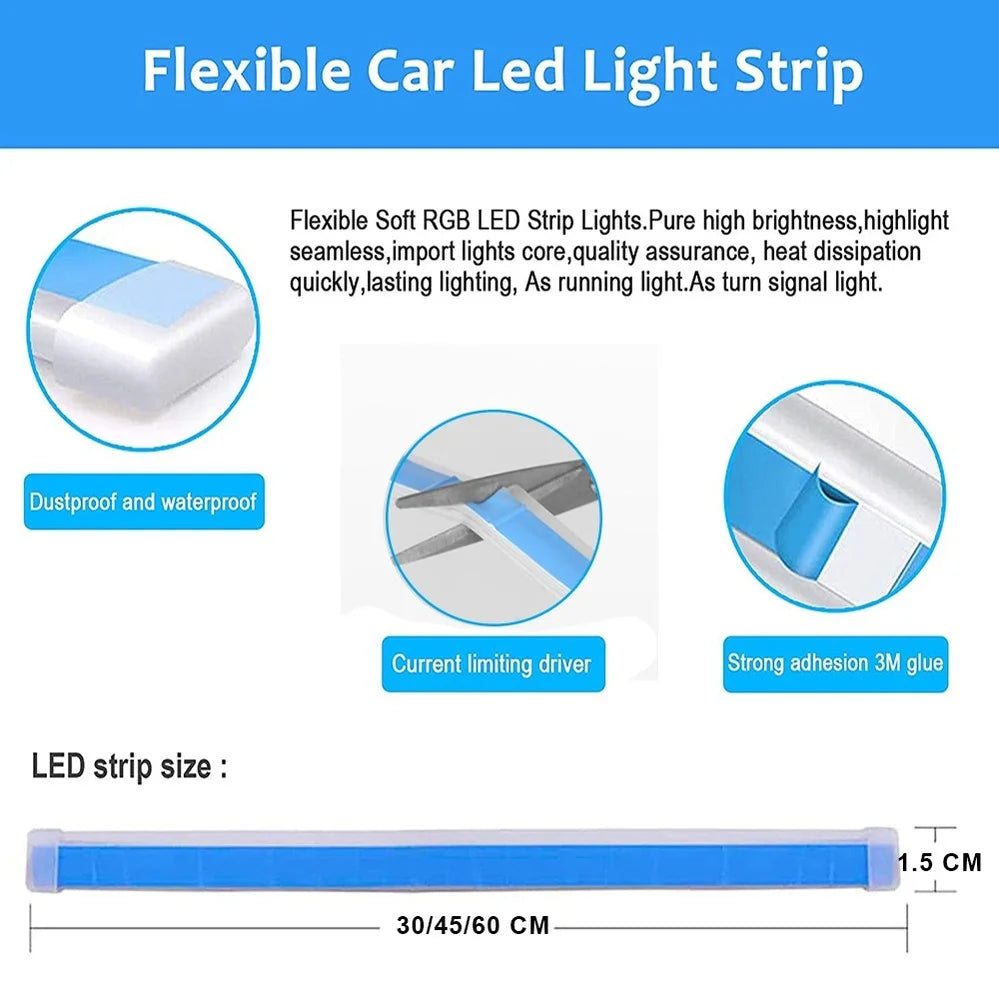 12V LED Tagfahrlicht Flexibler Streifen – SwissGlanzGarage Ansicht 2