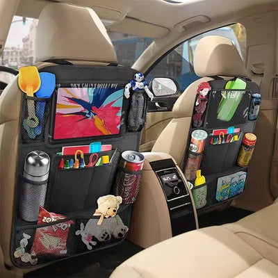 Kickmatten-Rücksitzschutz, Schwarze Autositz-Rückenschoner für Kinder mit 3-Taschen-Organizer