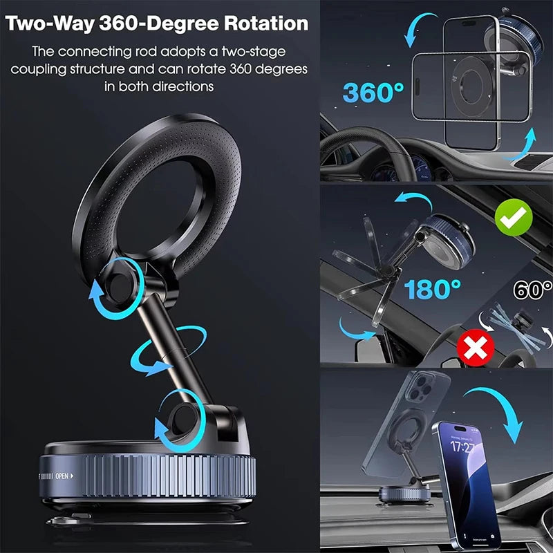 Magnetische Auto-Handyhalterung 360-Grad-Rotation Vakuum-Adsorption Starke Saughalterung für Mobiltelefone Auto-Halte...