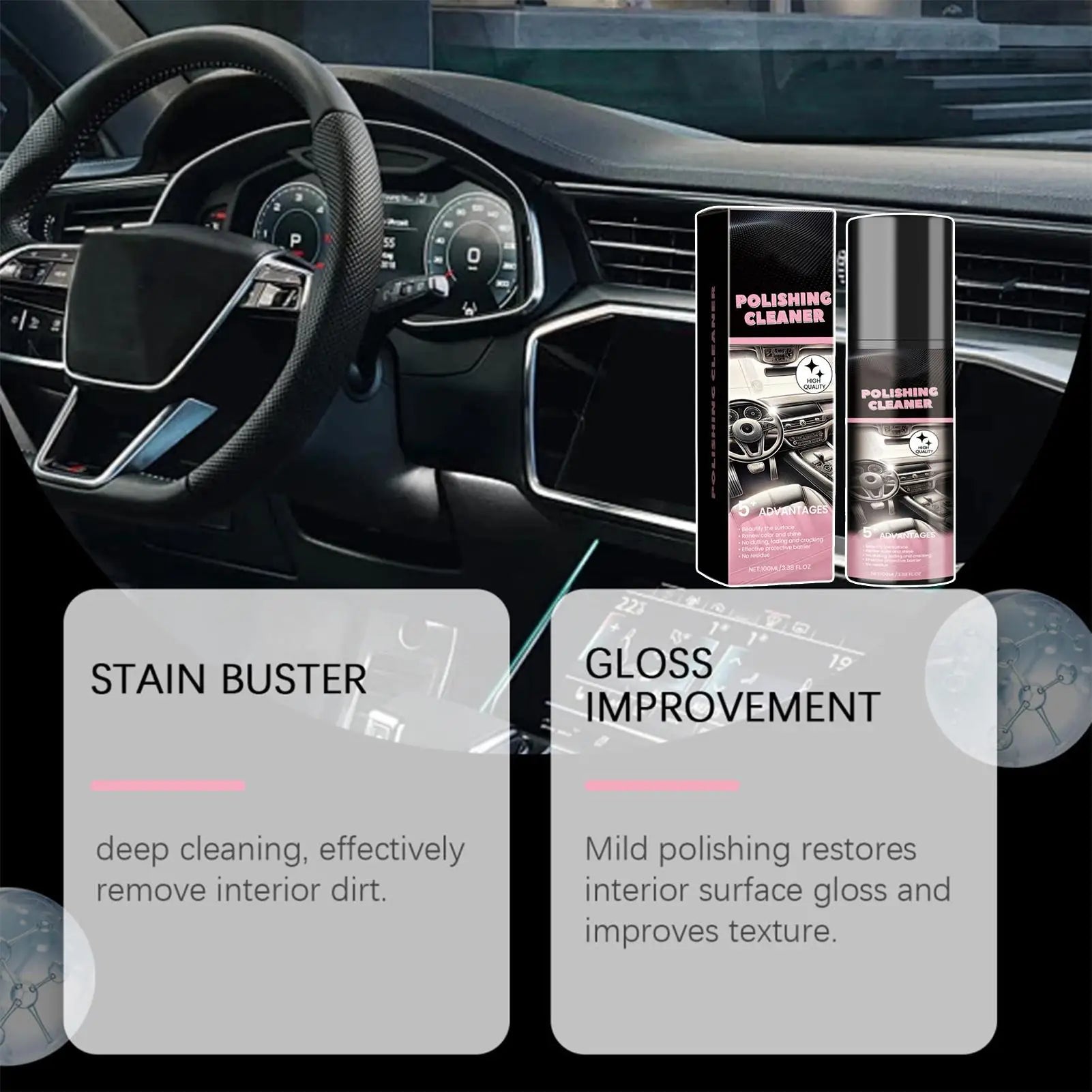 Auto-Innenraum-Politur Spray 100ml fuer Armaturenbrett und Kunststoff - Anwendungsbereich