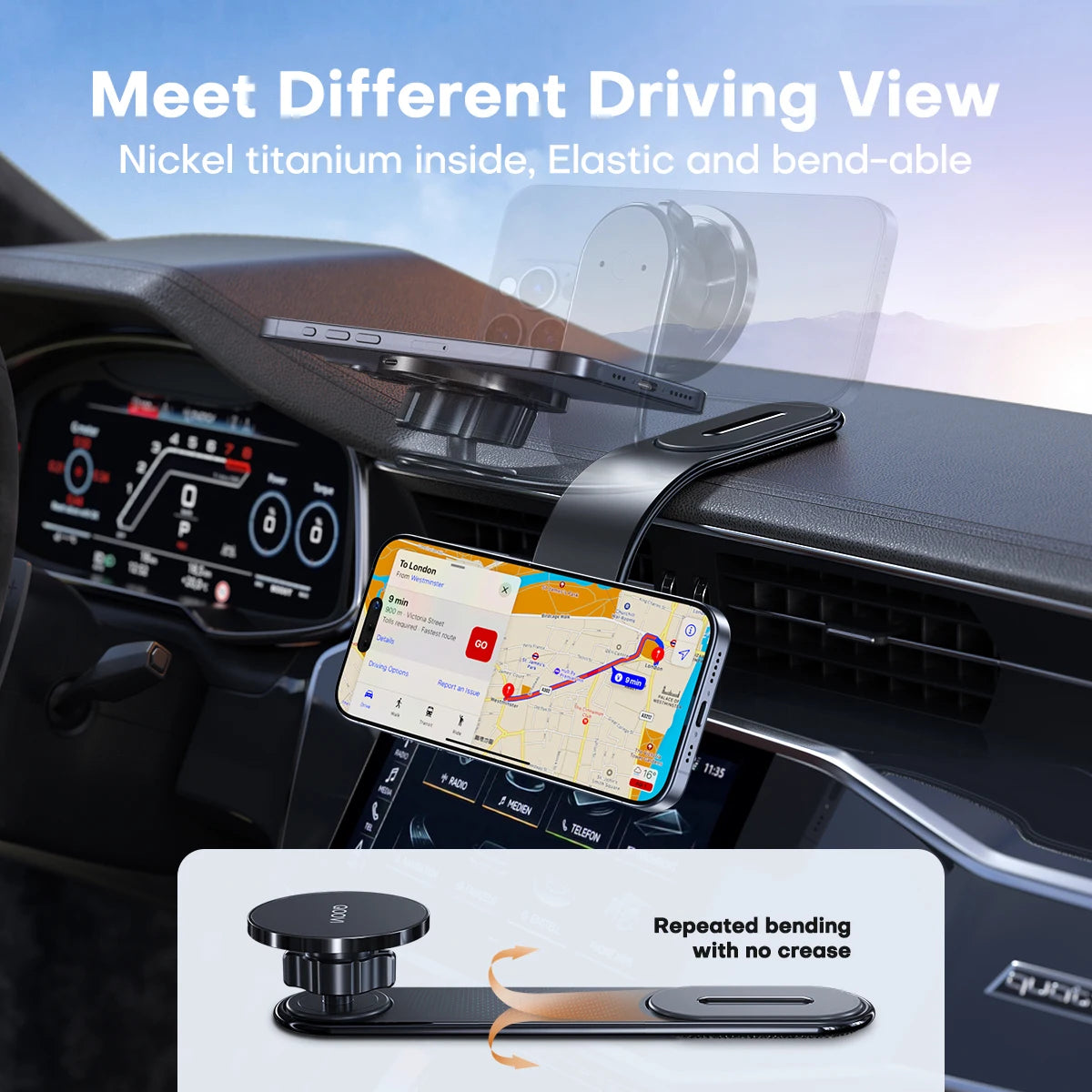 QOOVI Magnetischer Autotelefonhalter, Armaturenbrett, Handy-Ständer, Lüftungsschlitz, Magnet 360° ° Drehbare GPS-Halt...