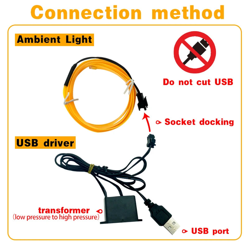1/2/3/5M Auto LED Licht Innen Umgebungs LED Streifen Neon Beleuchtung