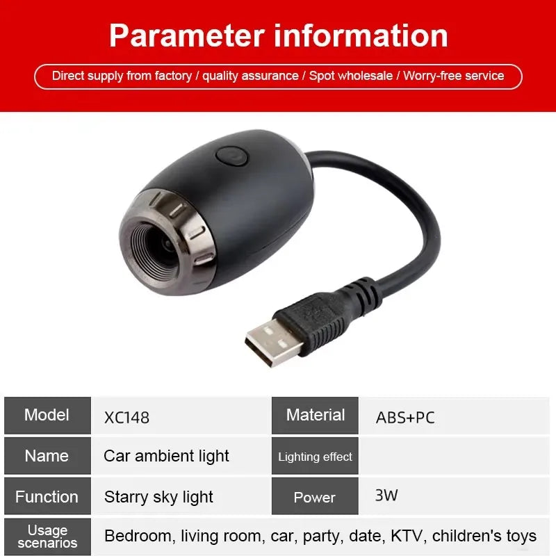 USB Auto-Ambiente-Projektor-Licht Auto-Innenraum-Ambientebeleuchtung