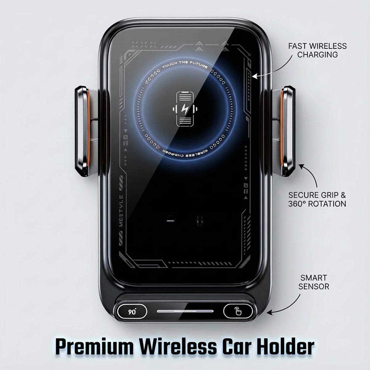 15 W kabellose Lade-Autotelefonhalterung mit Lichtsensor, automatische Klemme, One-Touch-Entriegelung und Drehung, st...