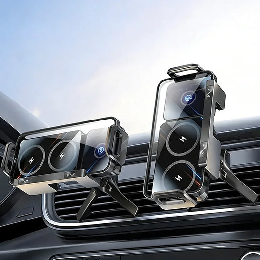 Dual-Spulen Schnelles Kabelloses Auto-Ladegerät Halterung Faltbar 90°