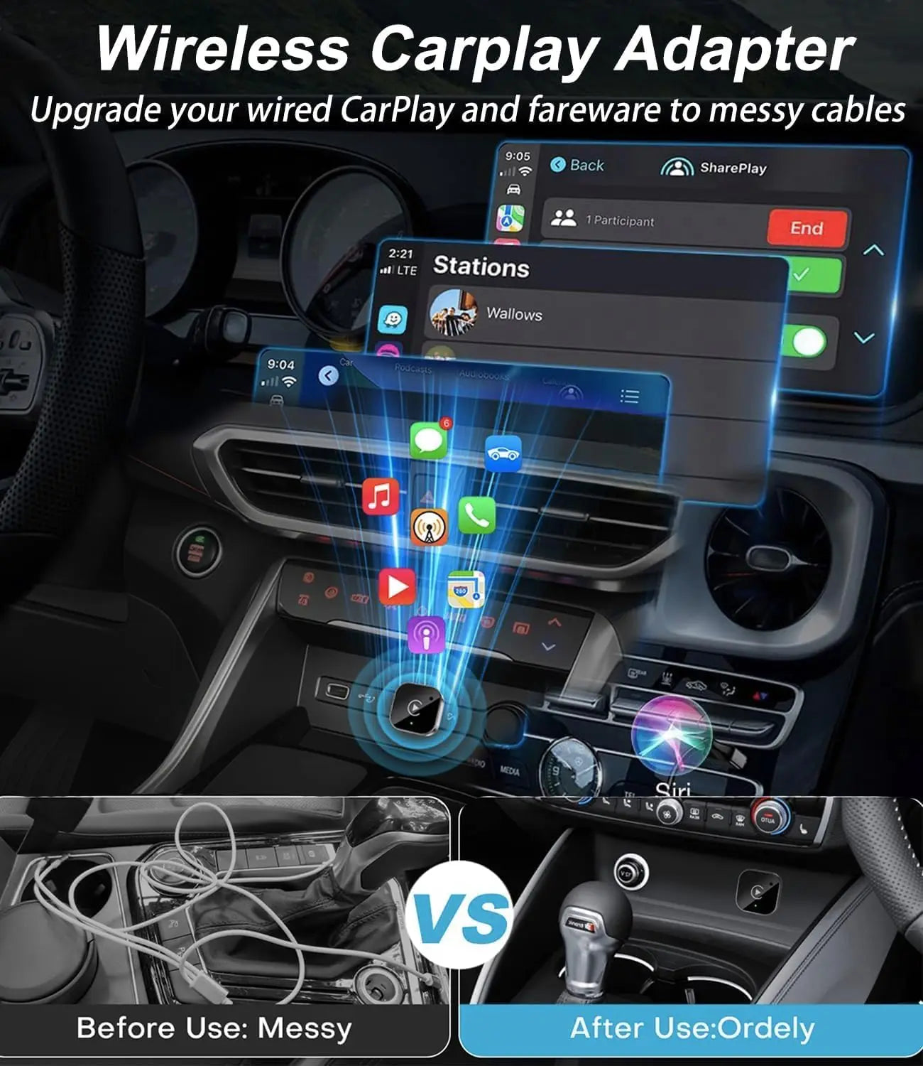 Kabellos CarPlay Dongle 2in1 Adapter – mit kabellosem Laden – SwissGlanzGarage Ansicht 4