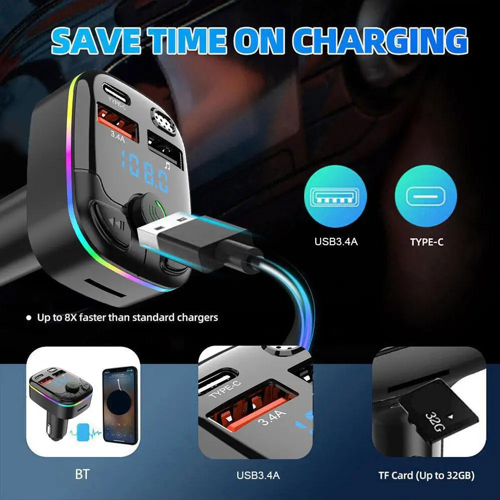 FM-Transmitter Bluetooth 5.0 Dual USB PD Typ-C – SwissGlanzGarage Ansicht 2