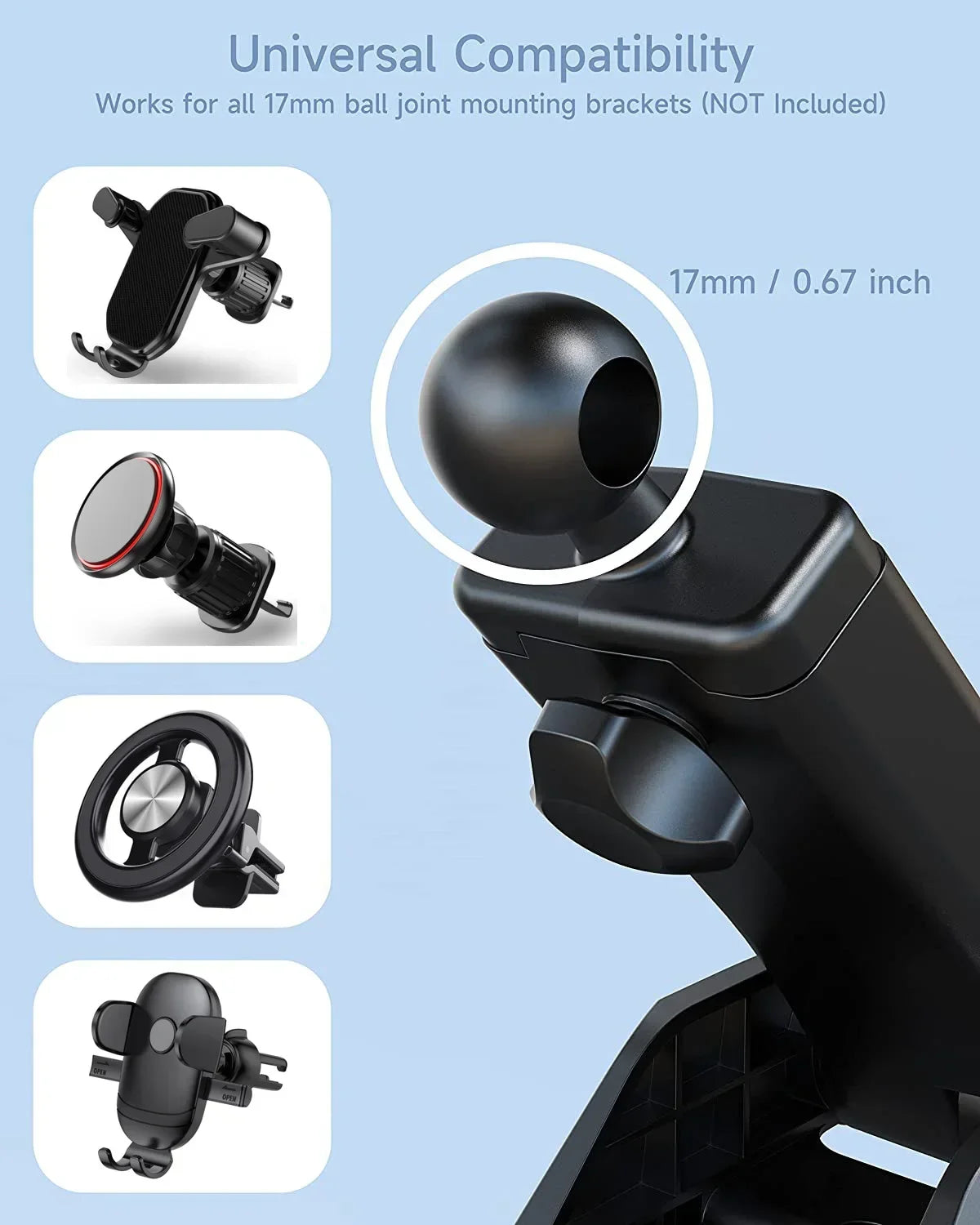 17mm Auto Telefon Halter Zubehör Saugnapf Auto Handy Ständer Kugelkopf Basis für Auto Windschutzscheibe Dashboard Tel...