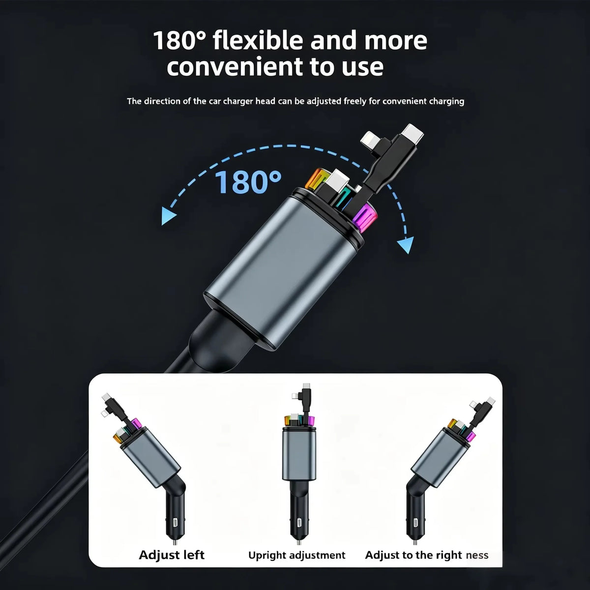 180W 5-in-1 Auto Schnell-Ladegerät mit Kabel – SwissGlanzGarage Ansicht 6
