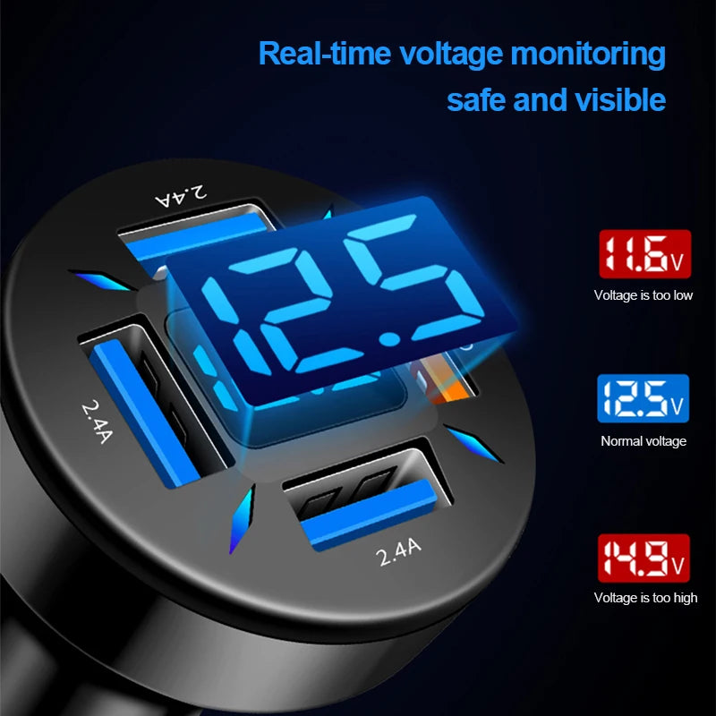 66W USB Auto Ladegerät 4 Ports Schnellladung – SwissGlanzGarage Ansicht 5