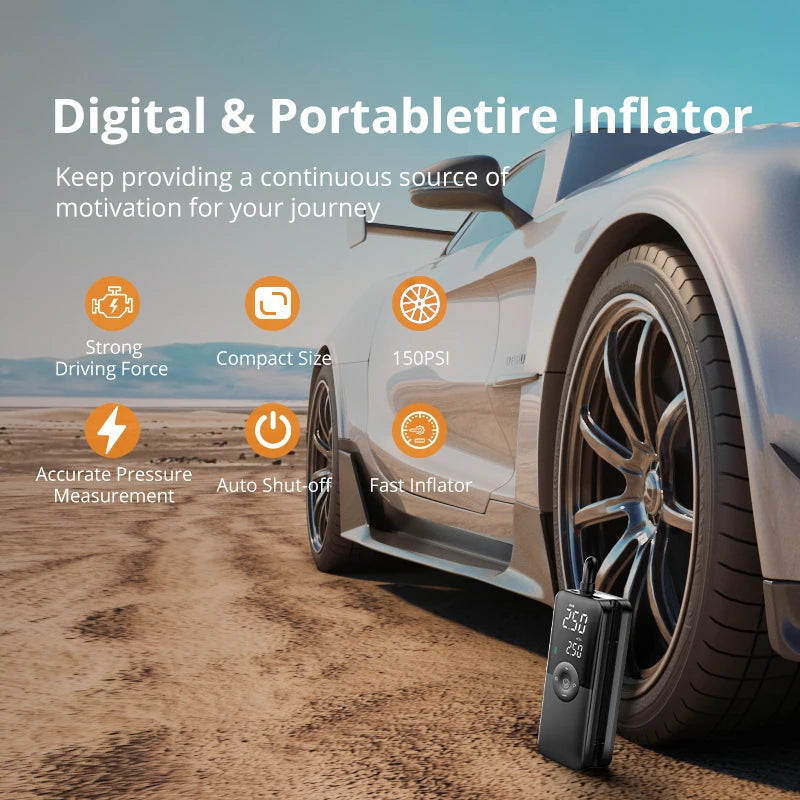 CARSUN Wiederaufladbare Luftpumpe Reifen Inflator Tragbare Kompressor Digitale Cordless Auto Reifen Inflator Für Moto...
