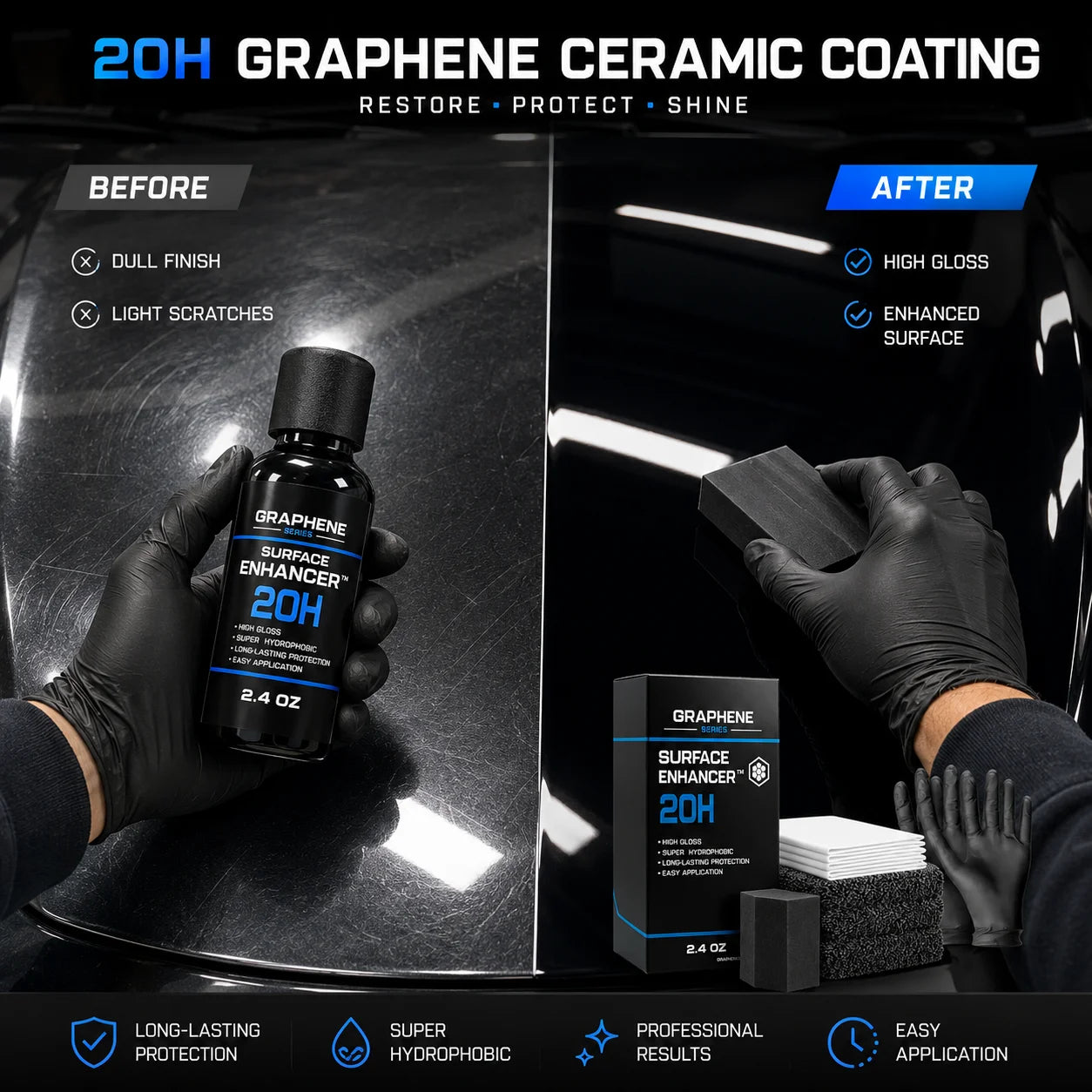 20H Advanced Graphene Keramikbeschichtung für Autos (70ML) mit UV-Tracking-Technologie, ultra hoher Glanz, kratzfest ...
