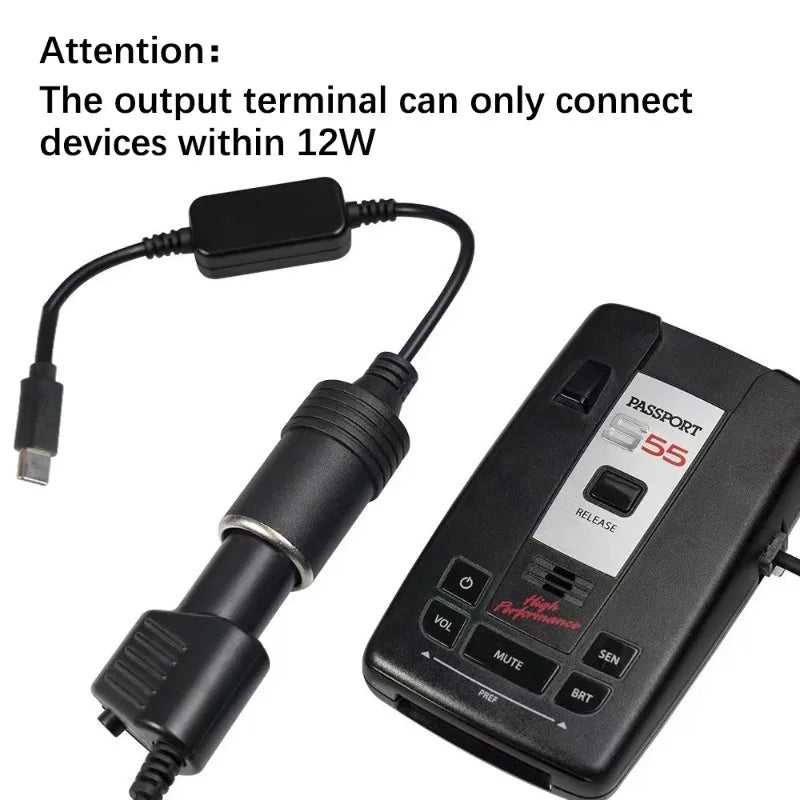 5V auf 12V Konverterkabel USB Typ C zu Zigarettenanzünder – SwissGlanzGarage Ansicht 3