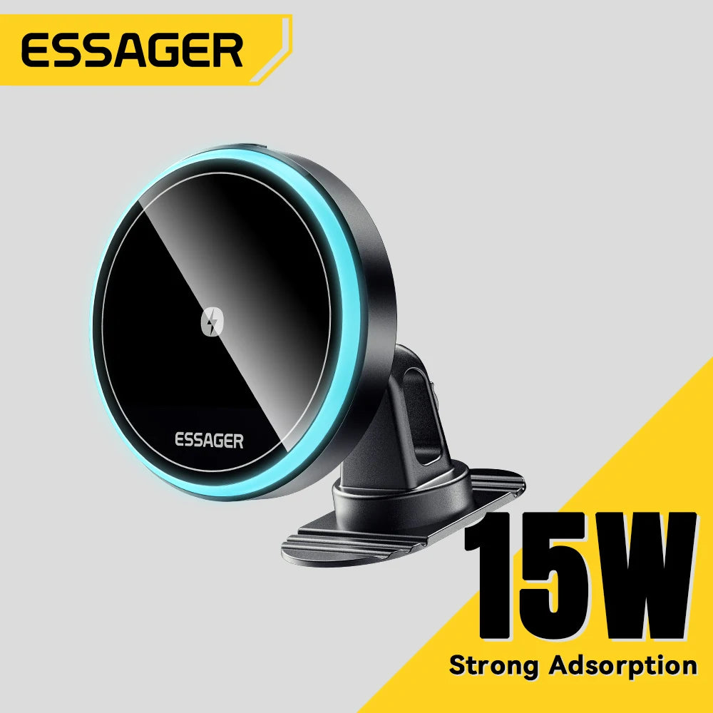 Essager 15 W magnetischer kabelloser Autotelefonhalter, verstellbar, 360 Grad, Autoladegerät für iPhone 15 14 13 Pro,...