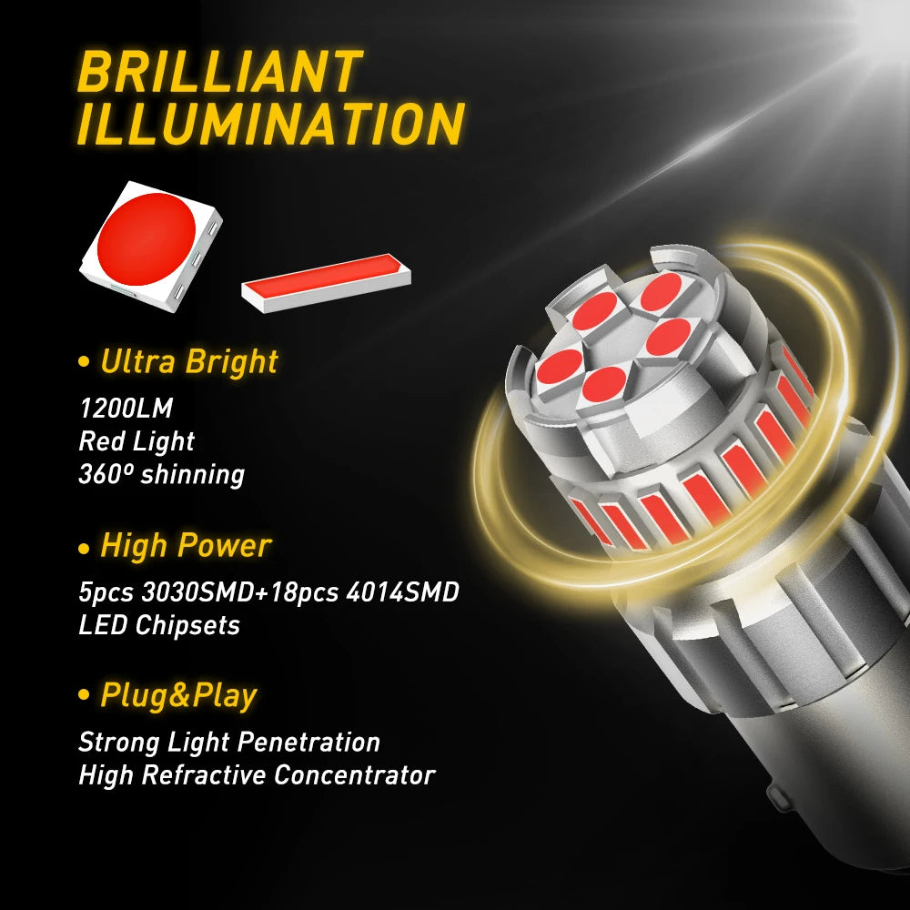 AUXITO P21W BA15S LED Rot 1156 7506 BAY15D 1157 – SwissGlanzGarage Ansicht 3