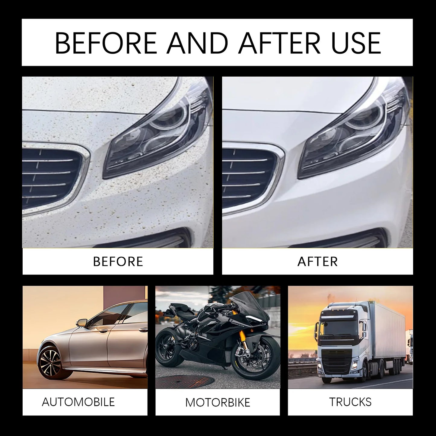 Auto-Reinigungsspray, wasserloses Waschwachs, Staubschmutzerentferner, Streifenfreier Glanz, Farbe, sichere Formel, s...