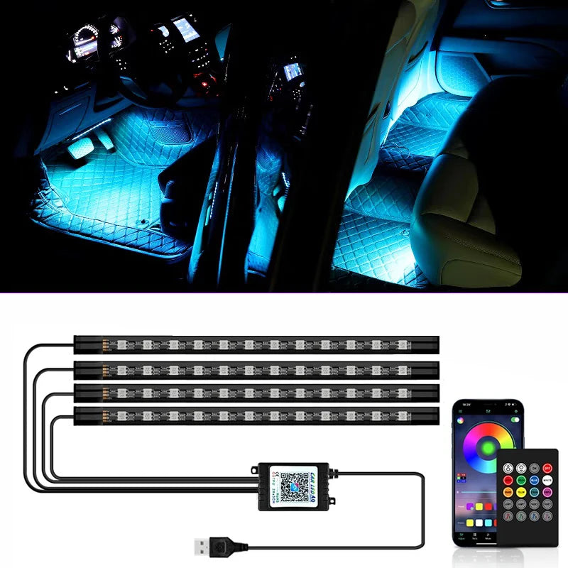 48-LED-Auto-Innenraum-Umgebungsfußlicht mit kabelloser