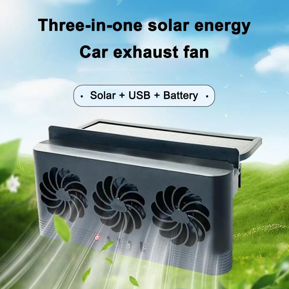 Solarbetriebener Auto-Lüfter mit 3 Luftauslässen – SwissGlanzGarage Ansicht 2